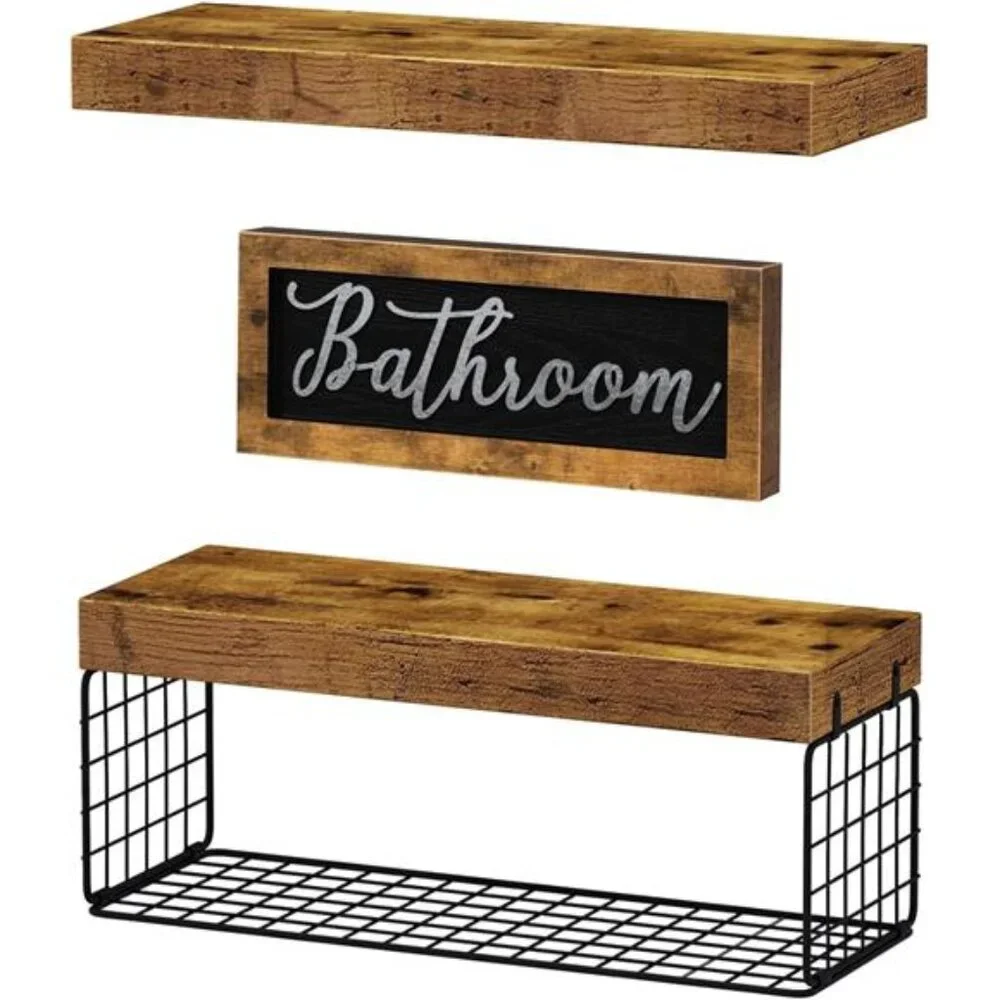‎Bathroom Shelves Over Toilet - Paper Storage Wall Mounted Farmhouse Decor
